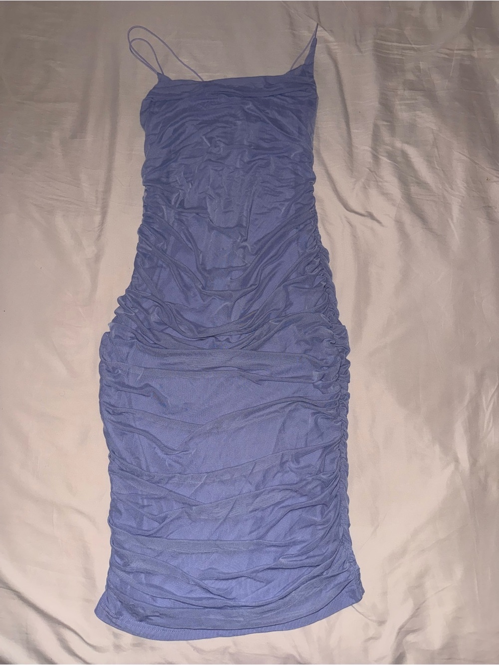 Fashion Nova Ruched Slip Mini Dress in Periwinkle